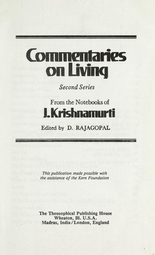 Commentaries on Living: Second Series